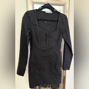 Zara Black Denim Long Sleeve Mini Dress. Super cute and sexy. Sz S